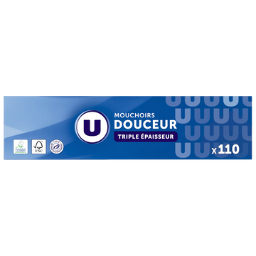 U Mouchoirs blanc 3 plis  Boite de 110 mouchoirs