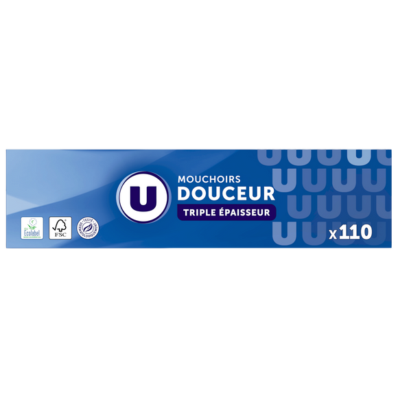 U Mouchoirs blanc 3 plis  Boite de 110 mouchoirs