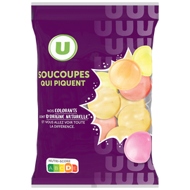 U Bonbons Confiserie soucoupes acidulées en poudre sachet de 39g