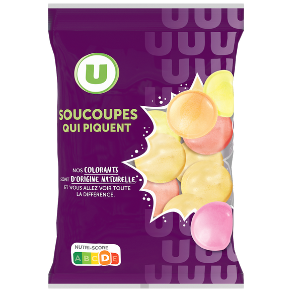 U Bonbons Confiserie soucoupes acidulées en poudre sachet de 39g