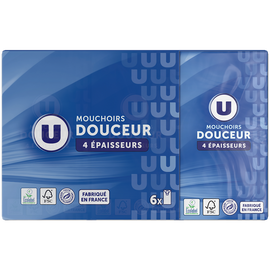 U Mouchoirs blanc classique  étui de 6