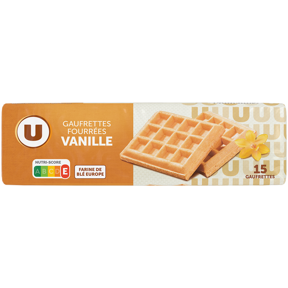U Gaufrettes fourrées saveur vanille  paquet de 110g
