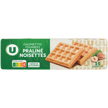 U Gaufrettes fourrées noisettes et praliné paquet de 110g