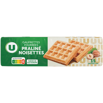 U Gaufrettes fourrées noisettes et praliné  paquet de 110g