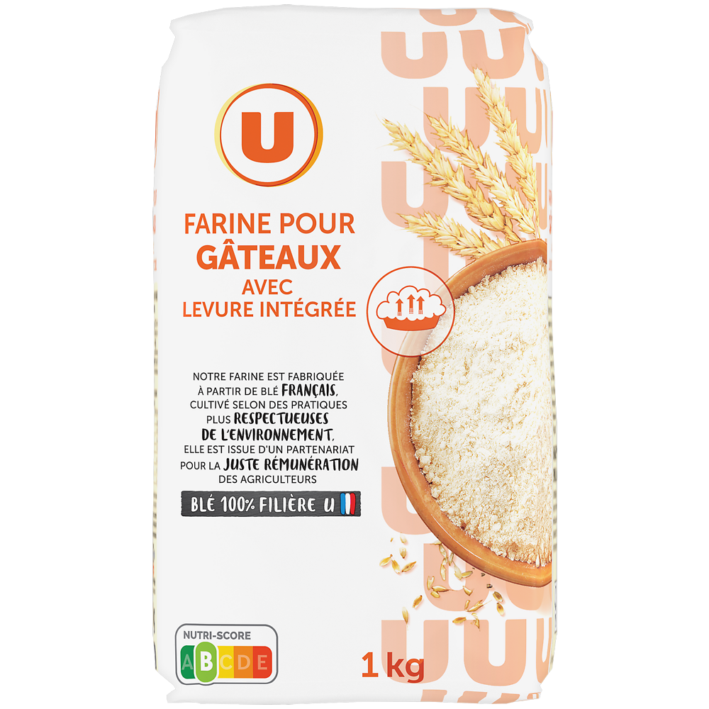 U Farine à gateaux avec poudres à lever incorporées  sachet de 1kg