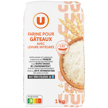 U Farine à gateaux avec poudres à lever incorporées  sachet de 1kg