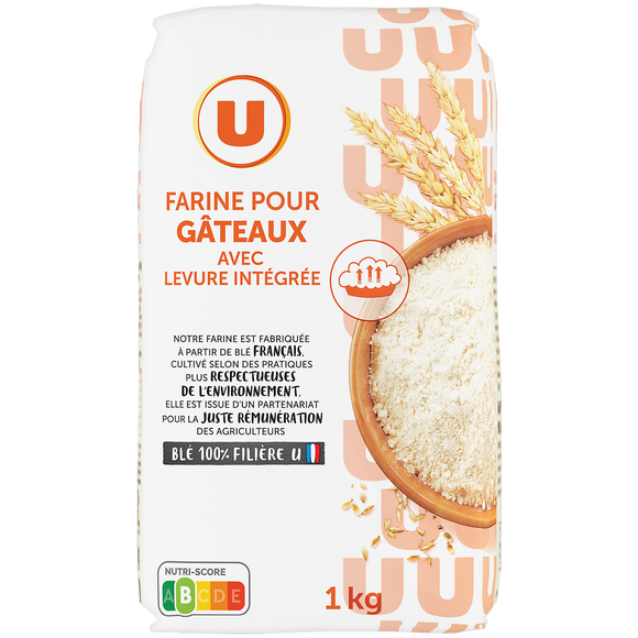 U Farine à gateaux avec poudres à lever incorporées  sachet de 1kg