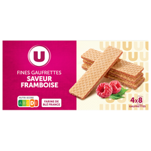 U Fines gaufrettes saveur framboise, 160g
