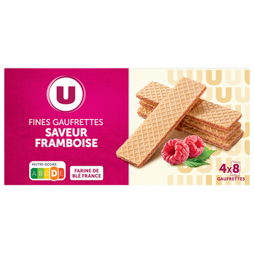 U Fines gaufrettes saveur framboise, 160g