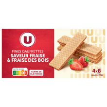 U Fines gaufrettes saveur fraise & fraise des bois, 160g