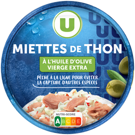 U Miettes de thon huile olive peche ligne  160g