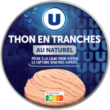 U Thon en tranche au naturel pêché à la ligne boîte 1/3 186g
