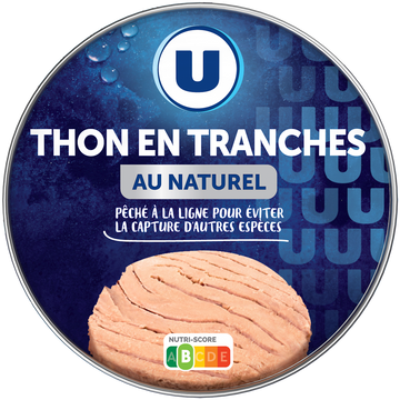 U Thon en tranche au naturel pêché à la ligne boîte 1/3 186g
