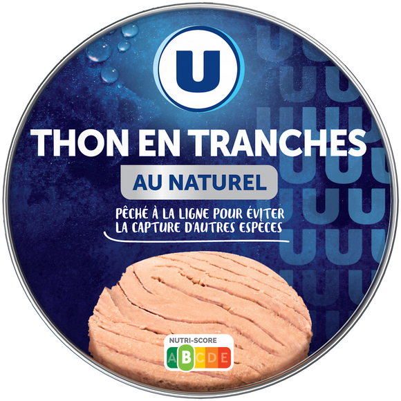 U Thon en tranche au naturel pêché à la ligne boîte 1/3 186g
