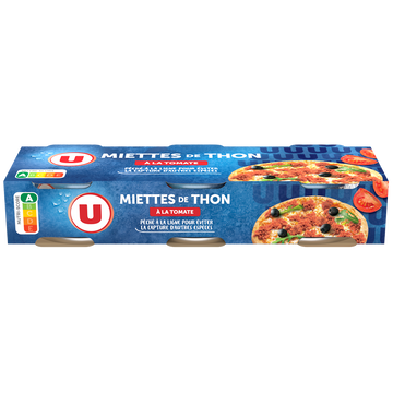 U Miettes de thon tomate pêché canne 3 boîtes - 240g