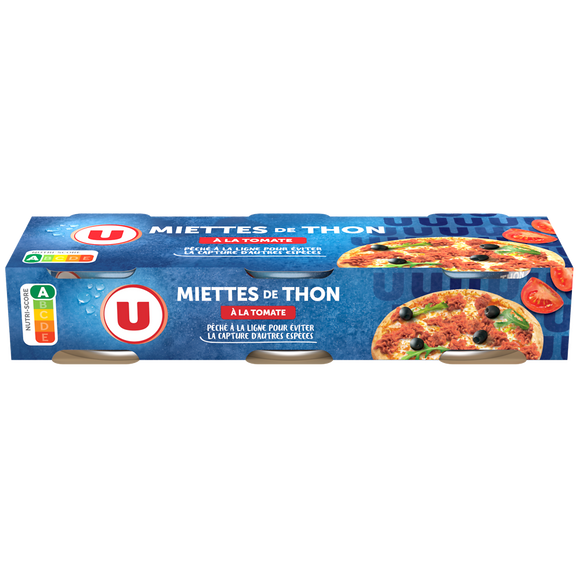 U Miettes de thon tomate pêché canne 3 boîtes - 240g