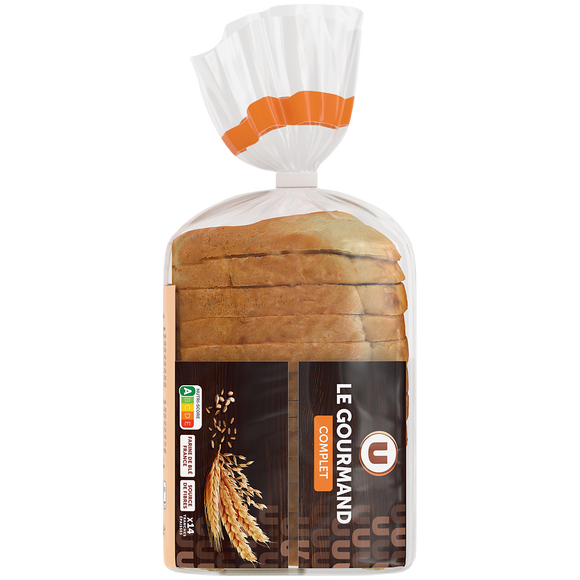 U Pain de mie gourmand complet  tranches épaisses 500g