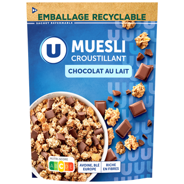 U Céréales Muesli croustillant au chocolat au lait  500g
