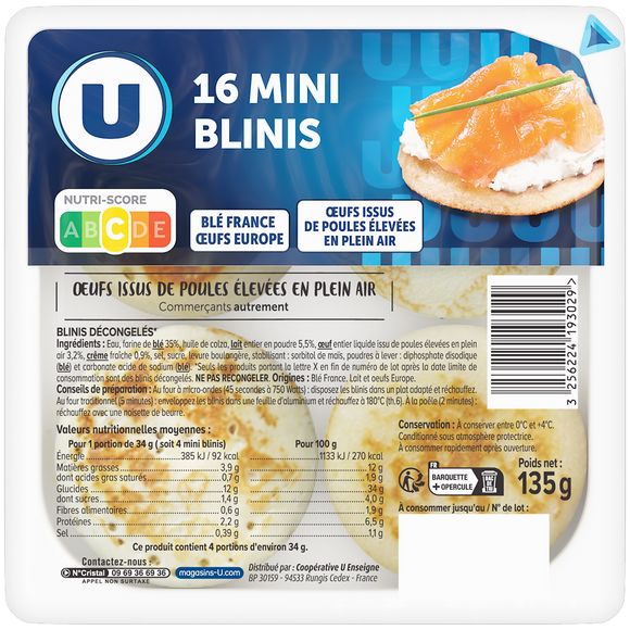 U Mini-blinis apéro x16, 135g