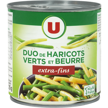 U Duo Haricots verts et beurre extra fins - Boîte de 225g net égoutté