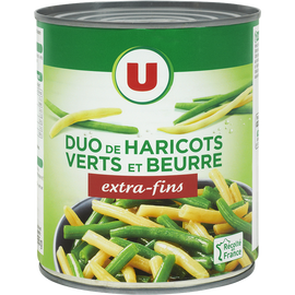 U Mélange haricots verts et beurre très fins - Boîte de 455g net égoutté