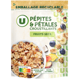 U Céréales Pépites et pétales aux fruits secs  sachet de 400g