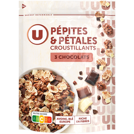 U Céréales Pépites et pétales aux 3 chocolats  paquet de 400g