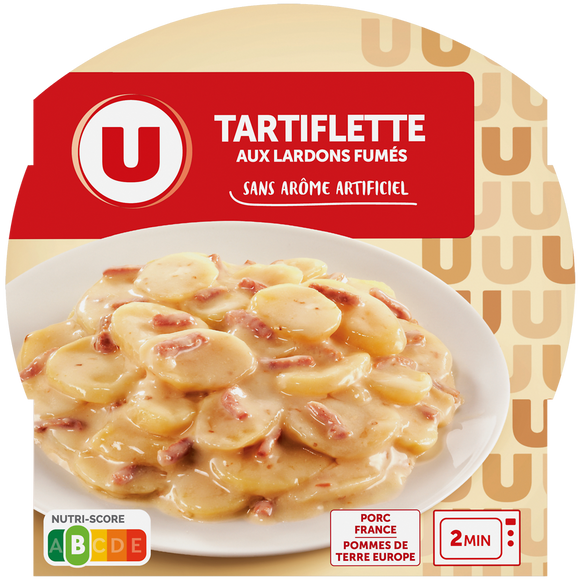 U Plat cuisiné Tartiflette aux lardons fumés barquette micro-ondable de300g