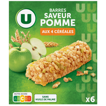 U Barres de céréales saveur pomme verte 6x125g