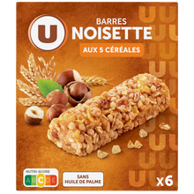 U Barres de céréales noisettes x6 - 125g