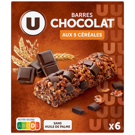 U Barres de céréales chocolat noir aux 5 céréales - 126g x6
