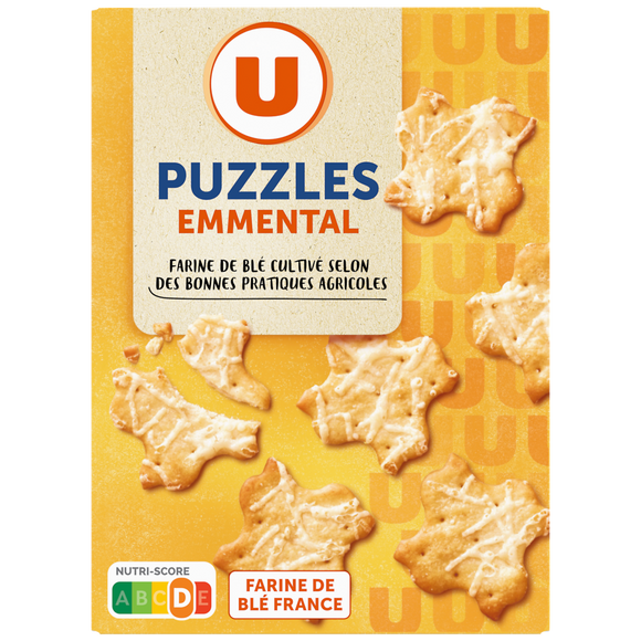 U Biscuits apéritifs Crackers Puzzles emmental 105g