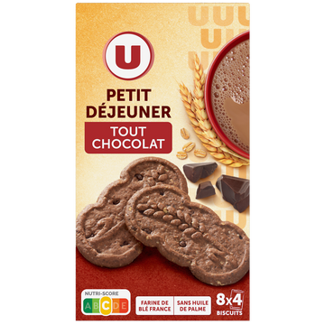U Biscuits Petit déjeuner tout chocolat paquet de 400g