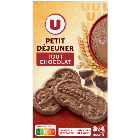 U Biscuits Petit déjeuner tout chocolat paquet de 400g