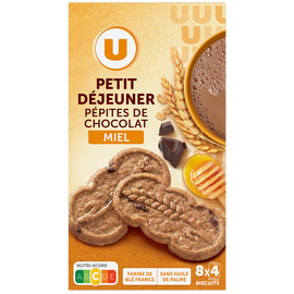 U Biscuits Petit déjeuner miel pépites de chocolat paquet de 400g