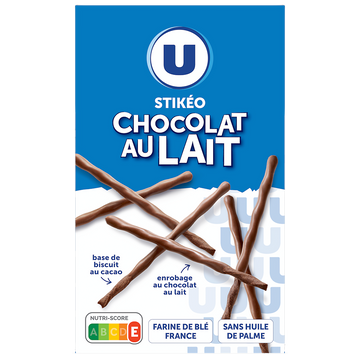 U Gâteau Stikéo bâtonnets chocolat lait 90g