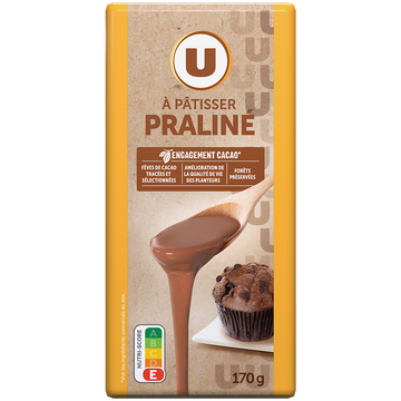 U Chocolat praliné à pâtisser Tablette de 170g