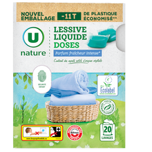 U NATURE Lessive en doses - Fraicheur intense - 20 lavages - 480 g