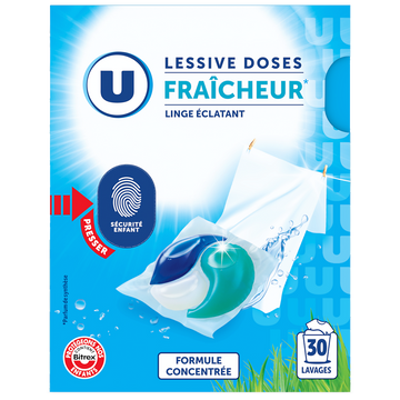 U Lessive en doses - Fraîcheur - 30 lavages - 390 g