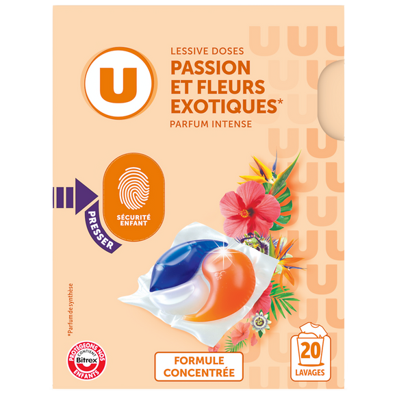 U Lessive en doses - Passion et fleurs exotiques - 20 lavages - 260 g