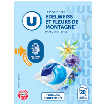 U Lessive en doses - Edelweiss et fleurs de montagne - 20 lavages - 260g
