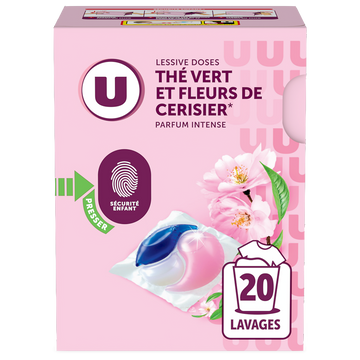 U Lessive en doses - Thé vert et fleurs de cerisier - 20 lavages - 260 g