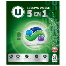 U Lessive en doses - 5 en 1 - 20 lavages - 420 g