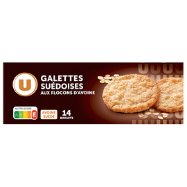 U Biscuits Galettes suédoises aux flocons d'avoine nature 14 Biscuits Galettes - 100g