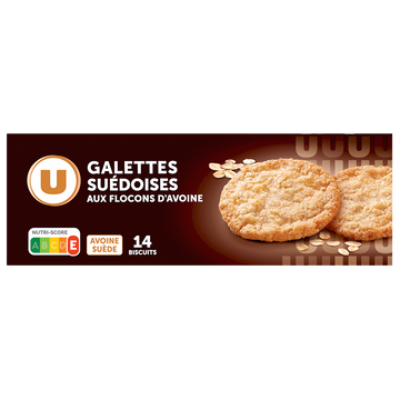 U Biscuits Galettes suédoises aux flocons d'avoine nature 14 Biscuits Galettes - 100g