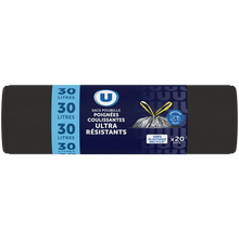 U Sacs poubelle ultra résistant 100% recyclé liens coulissants - 30L -x20