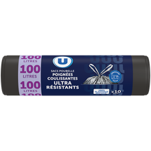 U Sacs poubelle ultra résistants 100% recyclé liens coulissants - 100L -x10