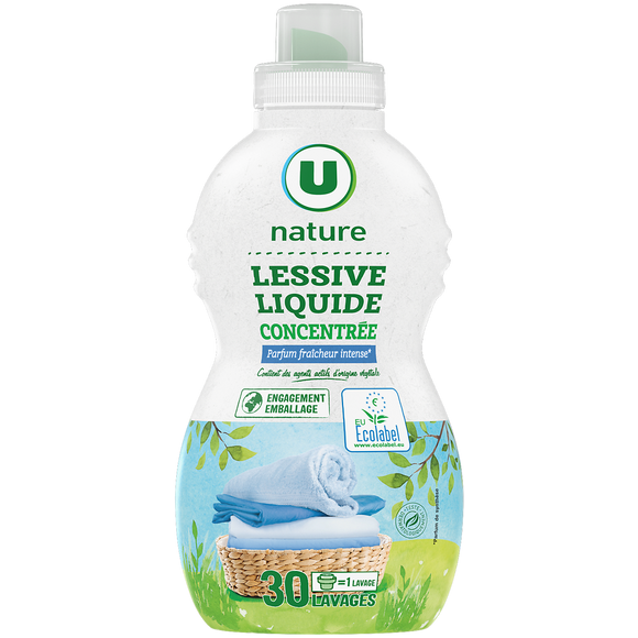 U NATURE Lessive liquide concentrée Fraîcheur intense , 30 lavages , 0,96l