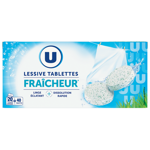 U Lessive tablettes fraîcheur 40 tablettes (1,00kg)