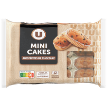 U Mini cakes aux pépites de chocolat 12 pièces, 450g